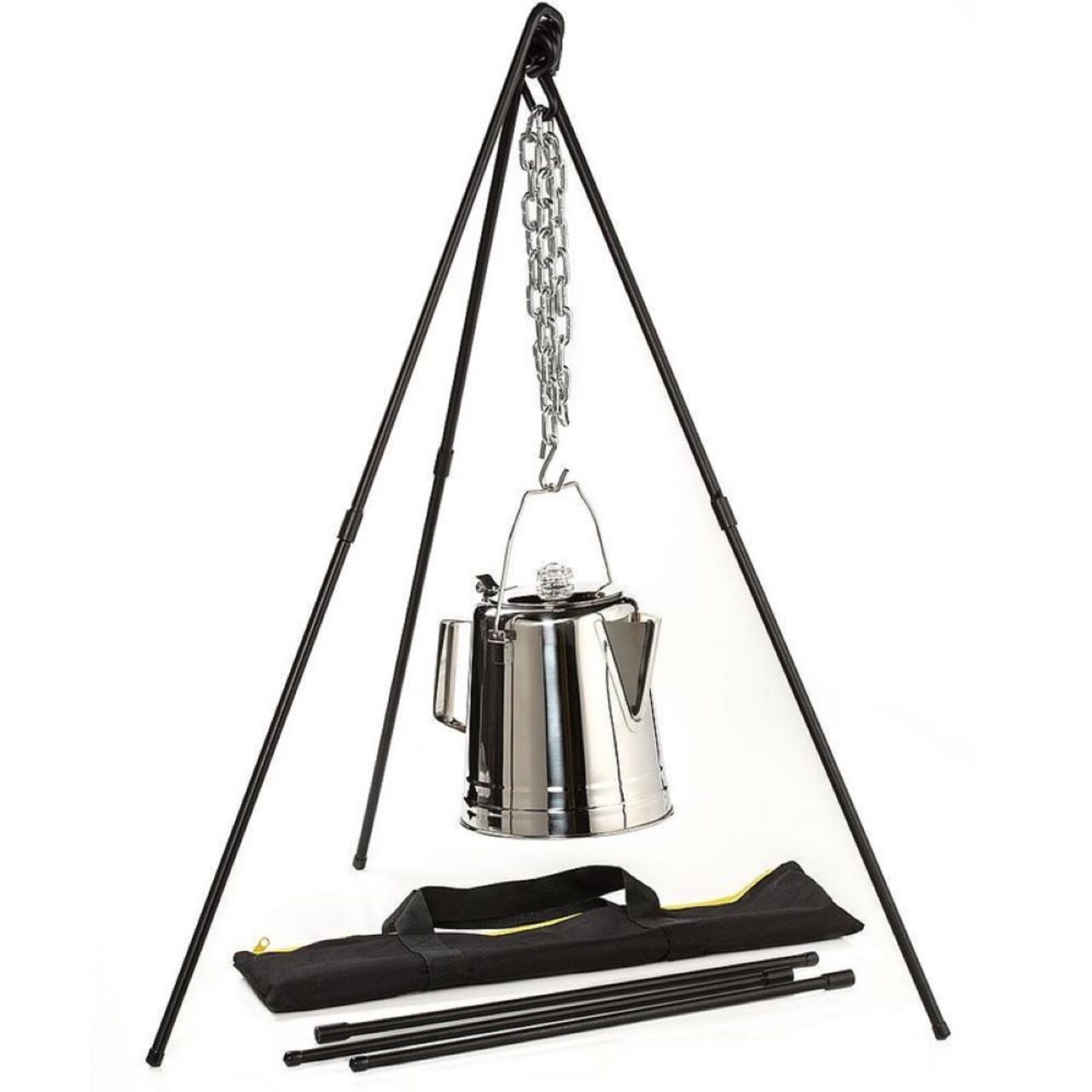 Lodge Adjustable Campfire Cooking Tripod 40"-60" Hanging Chain and Carrying Case